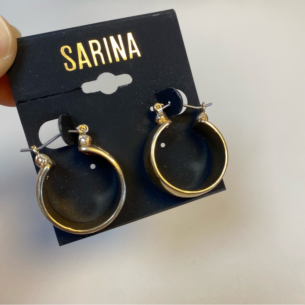 Sarina Bold Thick Gold Hoop Earrings - Picture 2 of 5